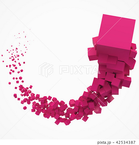 stroke of pink cubes moving on air. 3d style vector illustration 42534387