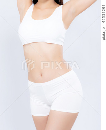 Portrait asian woman beautiful body diet with fit 42535295