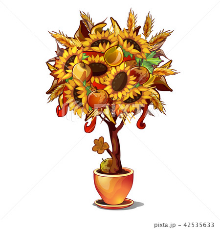 Ornamental tree a symbol of thanksgiving day isolated on white background. Vector cartoon close-up Ornamental tree a symbol of thanksgiving day isolated on white background. Vector cartoon close-up 42535633