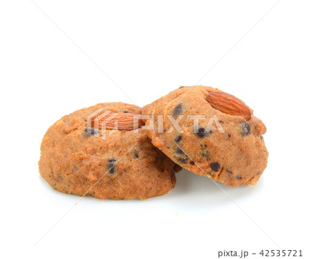 Chocolate Almond Cookies on white background 42535721