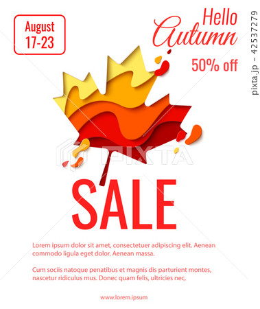 Vector Autumn sale template banner with maple leaf Vector Autumn sale template banner with maple leaf 42537279