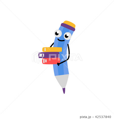 Vector cute blue pencil character Vector cute blue pencil character 42537840