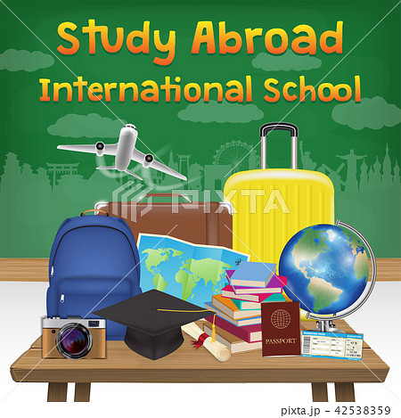 Study Abroad International School Banner Posterのイラスト素材
