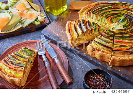 close-up of tasty sliced spirali tart close-up of tasty sliced spirali tart 42544697