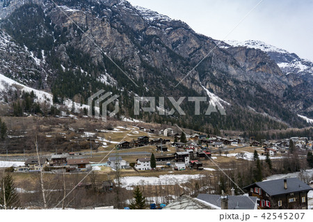 View of a village in the valley of the Alp 42545207