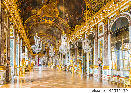 セット割□フランス ベルサイユ宮殿　鏡の間 ★ 額縁付 A3ノビサイズ写真 写真額縁