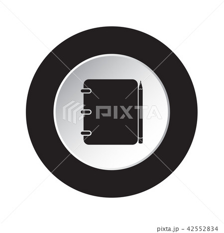 round black, white button icon-notepad with pencil round black, white button icon-notepad with pencil 42552834