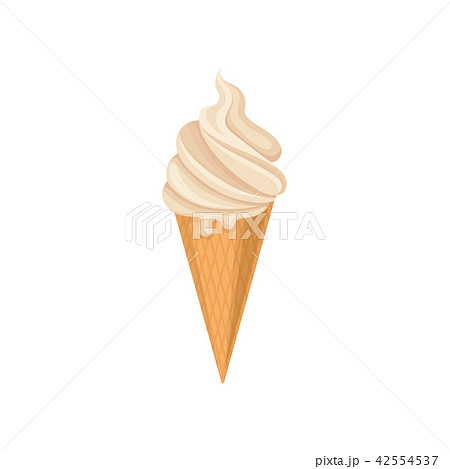 Delicious ice cream in crispy waffle cone, cold summer dessert vector Illustration on a white 42554537