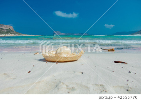 Tropical hat on beach at sea lagoon of Balos Tropical hat on beach at sea lagoon of Balos 42555770