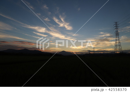 筑波山の夕日、夏 筑波山の夕日、夏 42558370