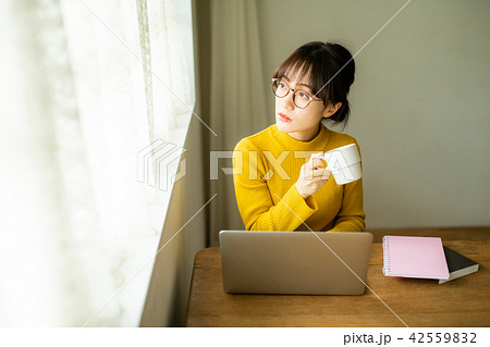 女性　ライフスタイル　パソコン 42559832
