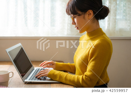 女性　ライフスタイル　パソコン 42559957