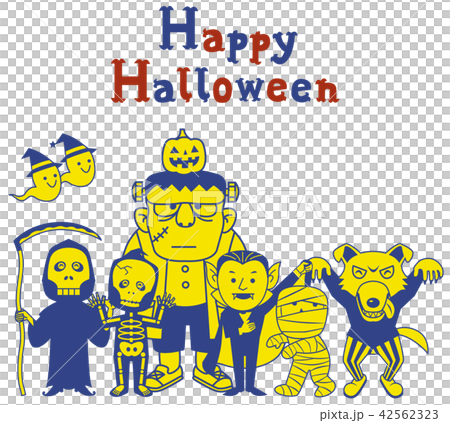ハロウィン素材 怪物くん勢揃いのイラスト素材