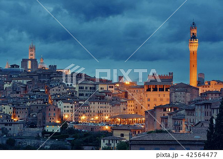 Siena evening with bell tower Siena evening with bell tower 42564477