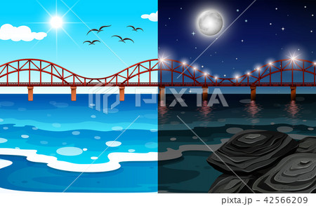 Day and night ocean landscape Day and night ocean landscape 42566209