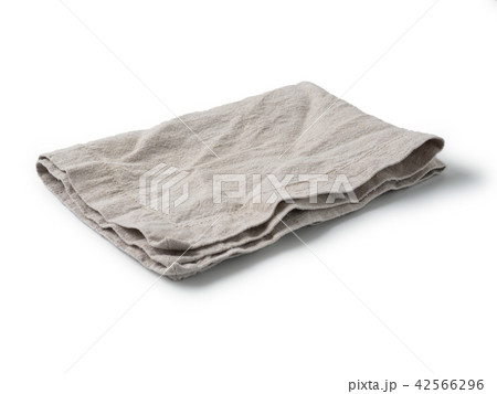 Gray linen napkin isolated on white 42566296
