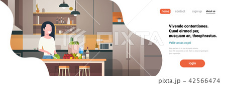 woman cook kitchen interior girl chopping vegetables cooking at home faceless smile character 42566474