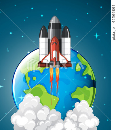 A space shuttle rocket leaving earth 42566895