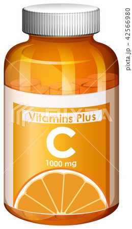 A bottle of vitamin C capsules 42566980
