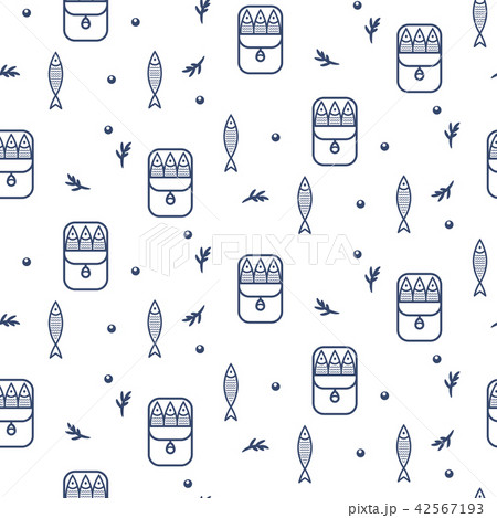 Canned sprats line icon seamless vector pattern. Canned sprats line icon seamless vector pattern. 42567193