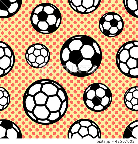 Pattern with soccer balls on background circles. Pattern with soccer balls on background circles. 42567605