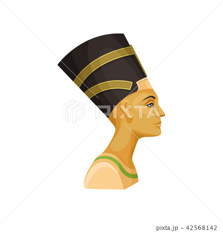 Portrait of Nefertiti. Queen of ancient Egypt. Wife of Egyptian pharaoh. Flat vector for promo 42568142