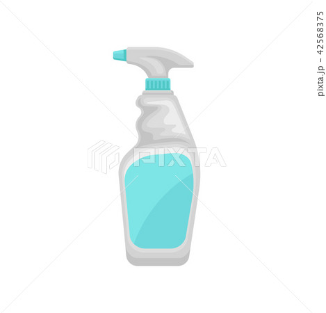 Bottle of detergent with spray nozzle, household cleaning chemical product container vector 42568375