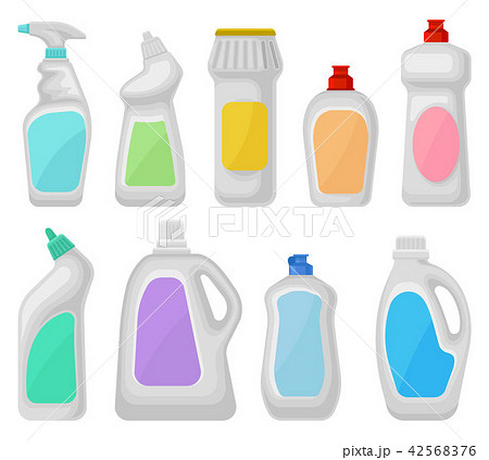 Bottle of detergents set, household cleaning chemical product containers vector Illustrations on a Bottle of detergents set, household cleaning chemical product containers vector Illustrations on a 42568376