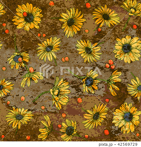 Retro seamless pattern chamomile Retro seamless pattern chamomile 42569729