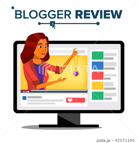 Fashion Video Blogger Vector. Blog Channel. Woman Popular Video Streamer Blogger. Recording. Review 42571105