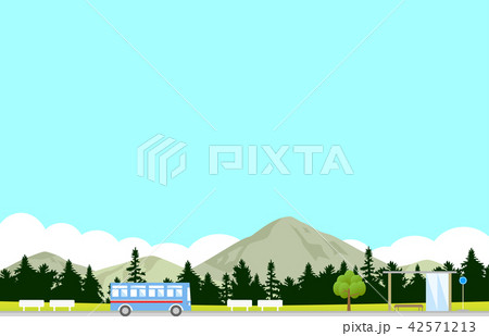 バス 風景のイラスト素材