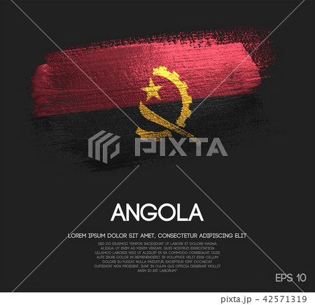 Angola Flag Made of Glitter Sparkle Brush Paint 42571319