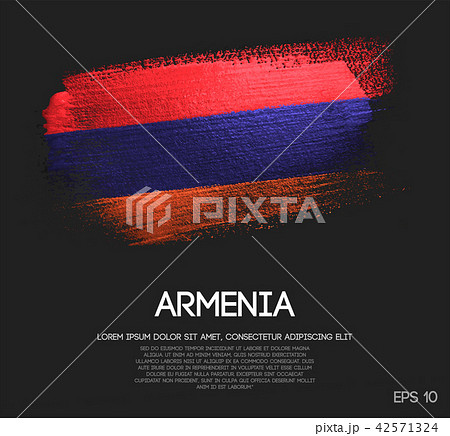 Armenia Flag Made of Glitter Sparkle Brush Paint Armenia Flag Made of Glitter Sparkle Brush Paint 42571324