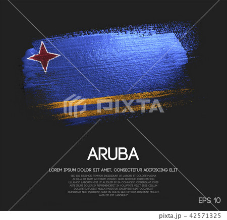 Aruba Flag Made of Glitter Sparkle Brush Paint Aruba Flag Made of Glitter Sparkle Brush Paint 42571325