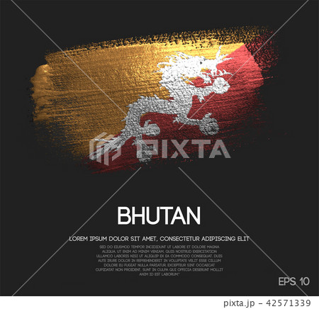 Bhutan Flag Made of Glitter Sparkle Brush Paint 42571339