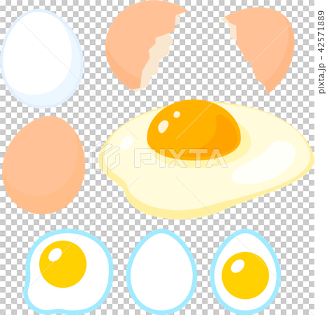 殻を割った卵と卵のアイコン 42571889
