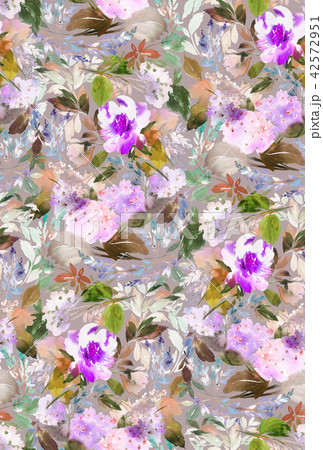 Seamless summer pattern with watercolor flowers  42572951