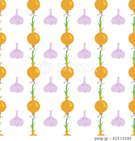 Vegetable seamless pattern with garlic and onion  42573295
