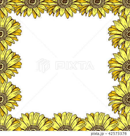A beautiful floral frame of yellow daisies. A beautiful floral frame of yellow daisies. 42573376