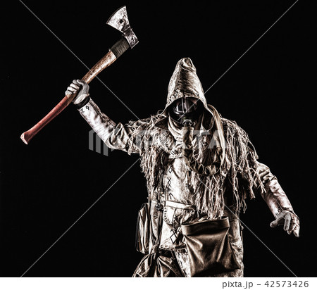 Nuclear post-apocalypse creature brandishing ax Nuclear post-apocalypse creature brandishing ax 42573426