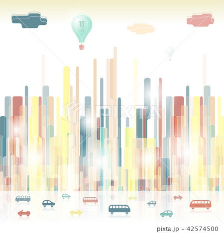 Futuristic stylized city. Vibrant urban silhouettes with highway Futuristic stylized city. Vibrant urban silhouettes with highway 42574500
