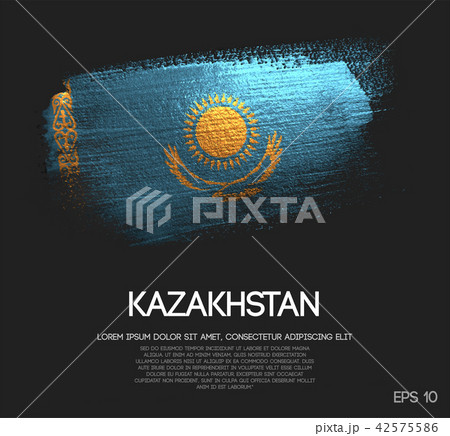 Kazakhstan Flag Made of Glitter Brush Paint 42575586