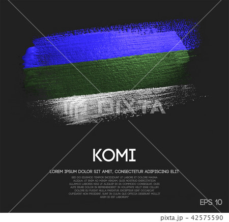 Komi Republic Flag Made of Glitter Brush Paint 42575590