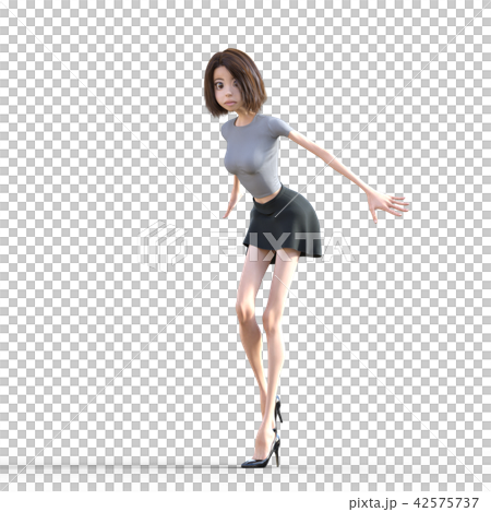 畸形人物年輕女士perming3DCG插圖素材 42575737