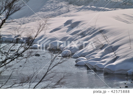 川の岩に積もる雪その5 川の岩に積もる雪その5 42575888