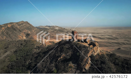 Aerial picture of ancient fortification is on the border of Georgia and Azerbaijan. Beautiful view Aerial picture of ancient fortification is on the border of Georgia and Azerbaijan. Beautiful view 42576172