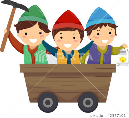 Stickman Kids Mining Cart Illustration 42577101