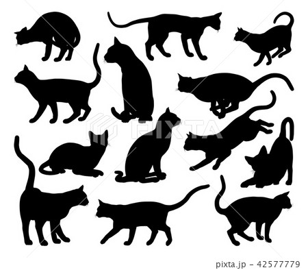 Cat Silhouette Pet Animals Setのイラスト素材