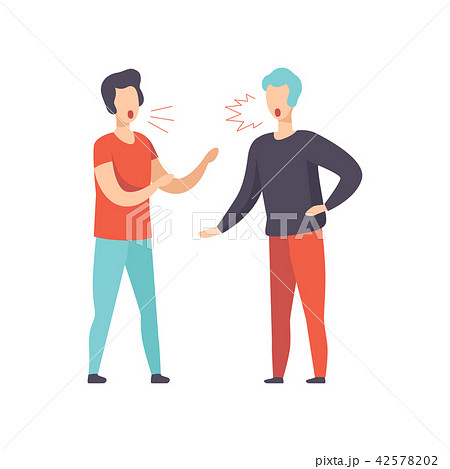 Two young men quarreling, aggressive and violent behavior vector Illustration on a white background 42578202