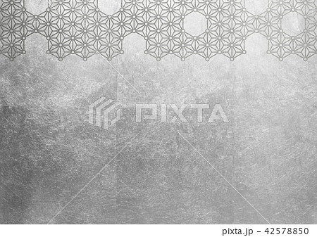 麻の葉丸付　箔　銀　イメージ（背景素材） 42578850